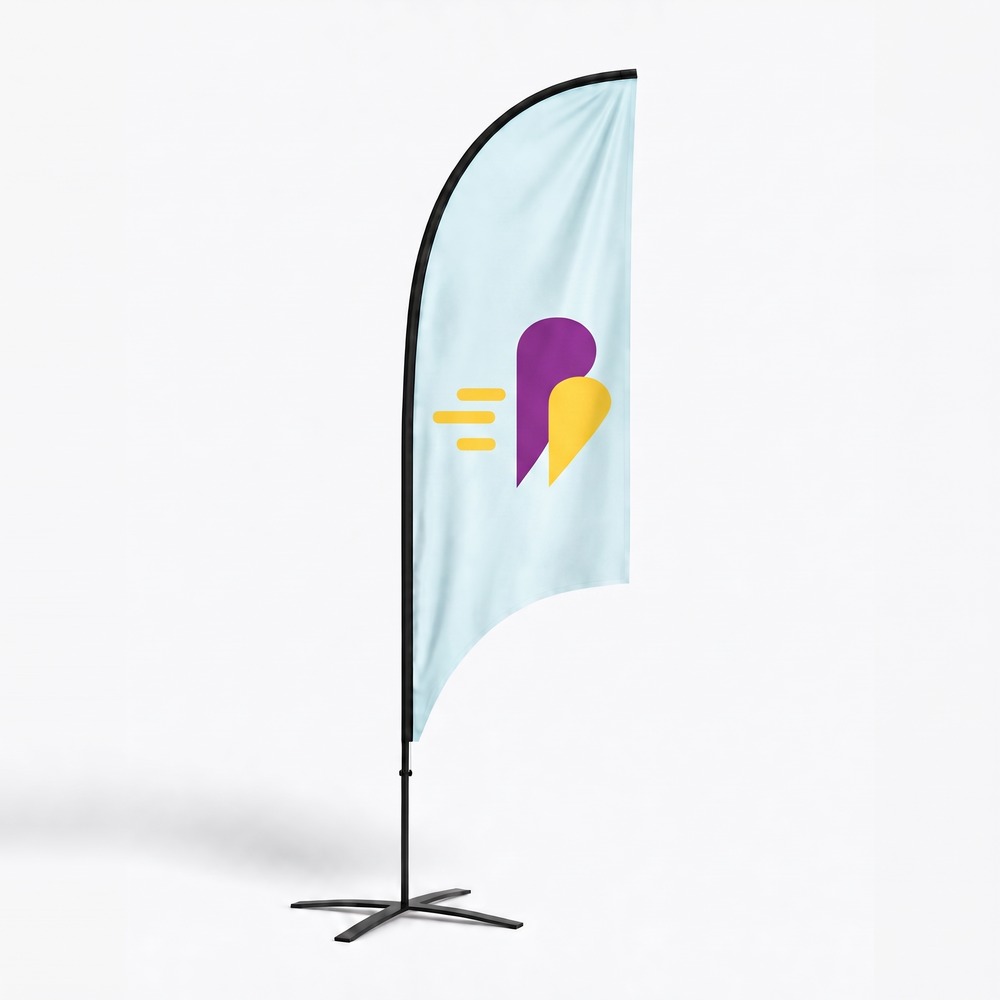 Premium Beachflag Active in Hellblau mit Beachflag-Express-Logo